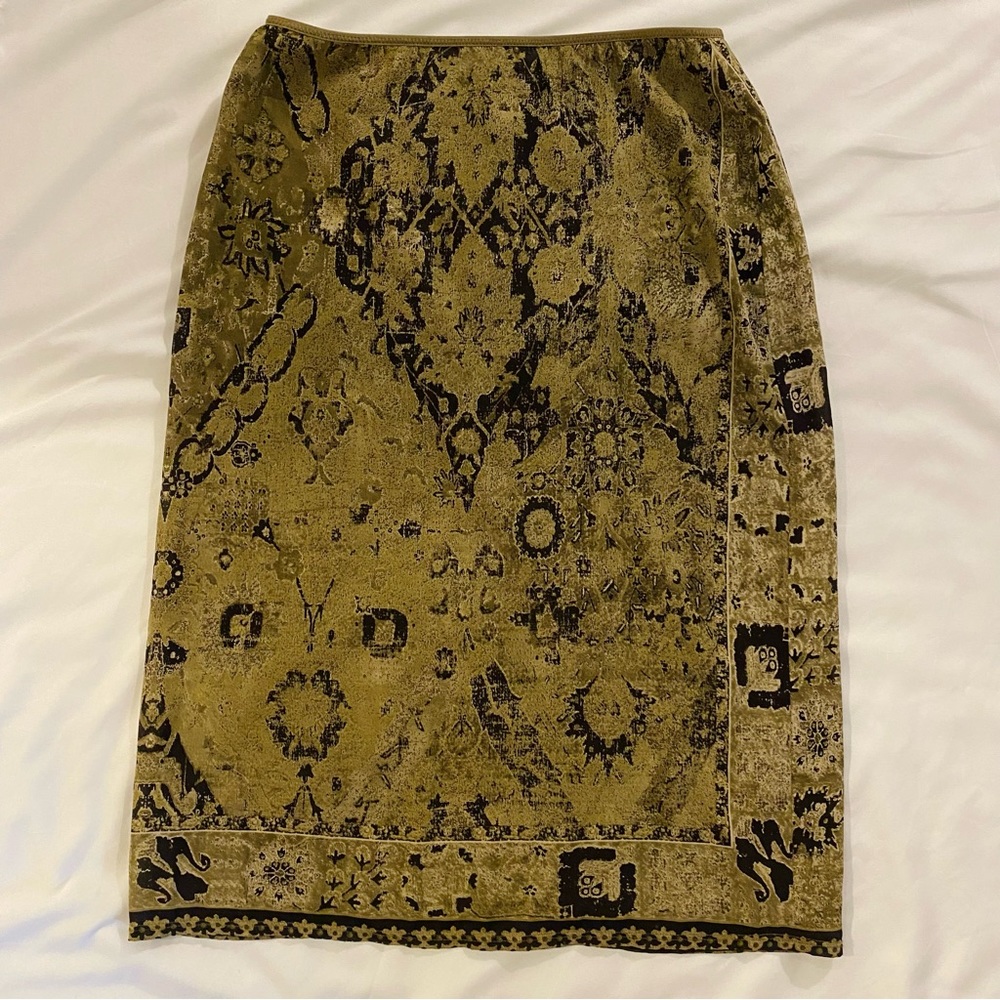 Anne Klein Vintage Silk Paisley Floral Patterned Pencil Midi Skirt